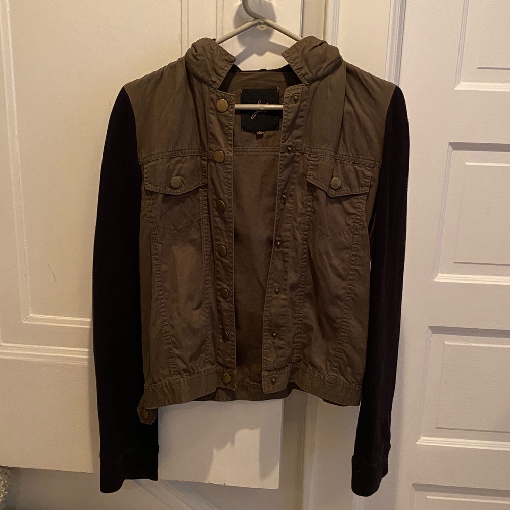 JACK Green and Black Button Down Sweatshirt Jacket